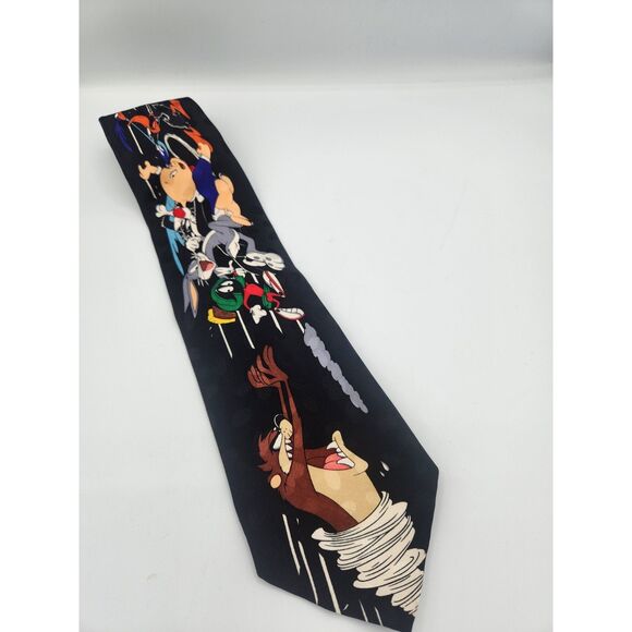 Vintage Looney Tunes Mania 100% Silk Tie - Picture 1 of 3